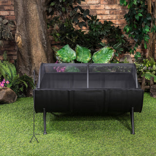 35" Rectangular Outdoor Metal Woodburning Barrel Firepit