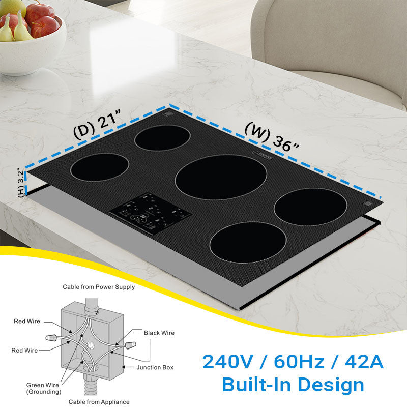 Conserv 36" Built-in Induction Cooktop 5 Burner 220V