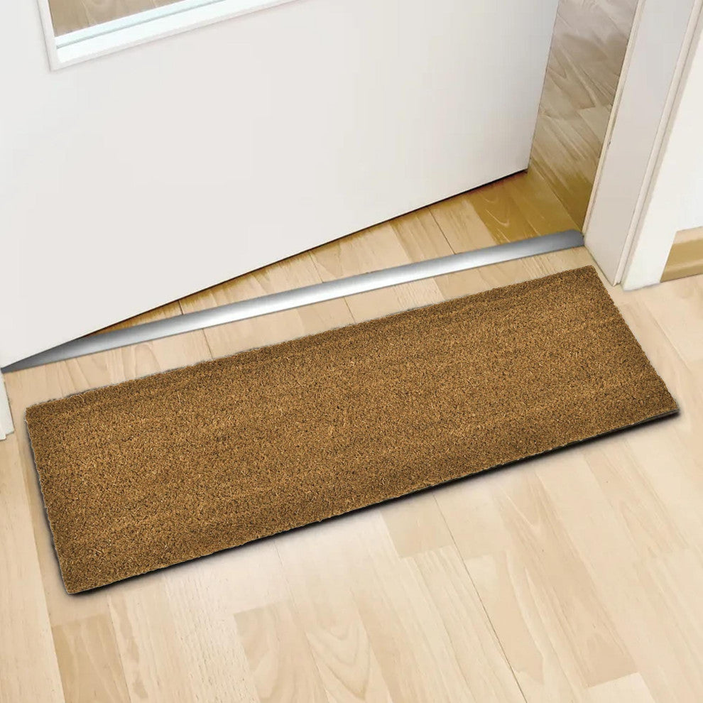 Sheltered Long Front Door Mat Coir Coco Fibers Rug 30x10, Natural