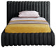 Nico Black Velvet Upholstered Bed, Black, Twin