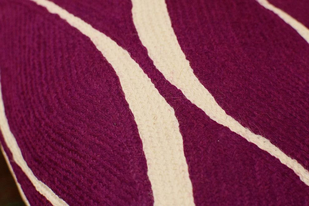 Contemporary Waves Tyrian Purple I Decorative Pillow Cover Handmade Wool 18x18"
