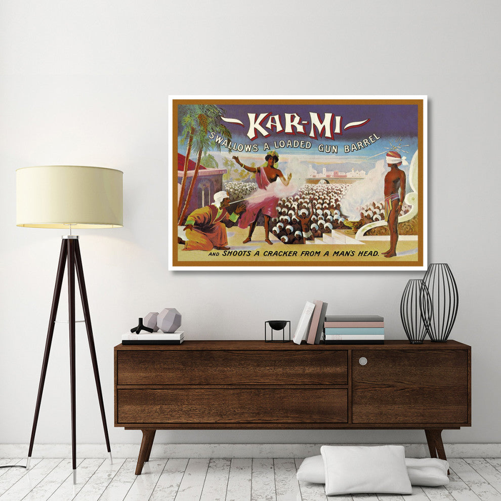 "Kar-Mi Swallows Loaded Gun Barrel" Paper Art, 62"x42"