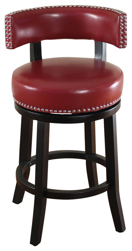 Mossoro Dark Brown Swivel Leather Counter Stool, Red