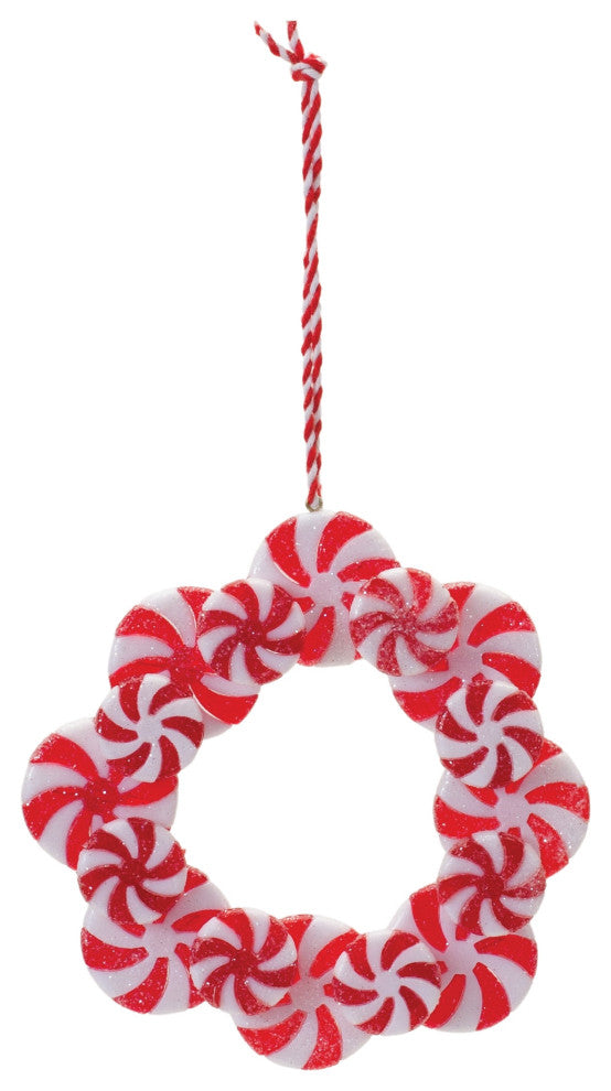 Peppermint Candle Wreath Ornament, Set of 24