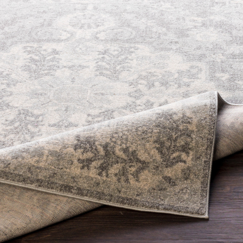Harput Updated Traditional Light Gray, Charcoal Area Rug, 2'x3'