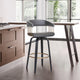 Calista Adjustable Bar Stool, Blue Fabric With Black Metal, Light Gray