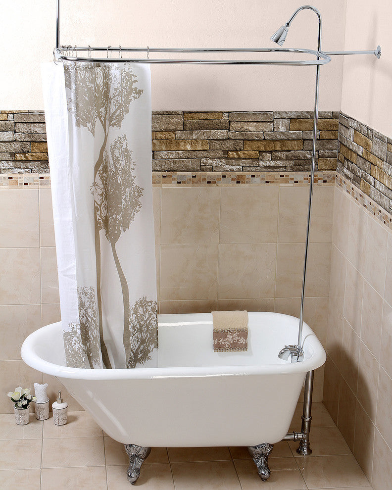 54-Inch Cast Iron Roll Top Clawfoot Tub, White/Polished Chrome