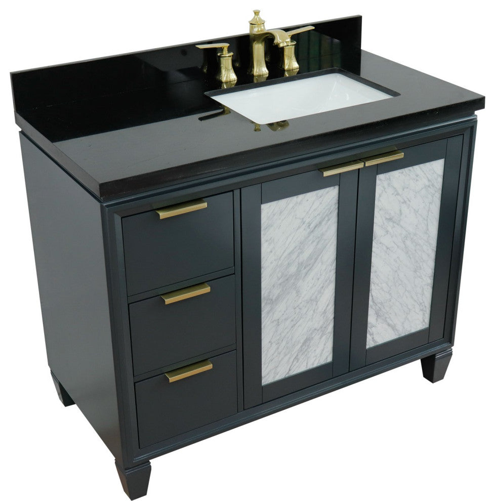 43" Single Vanity, Dark Gray Finish With Black Galaxy