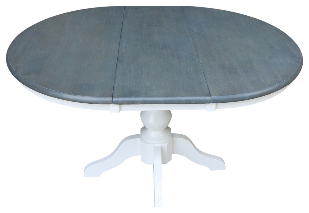 36" Round Top Pedestal Dining Table with 12" Leaf