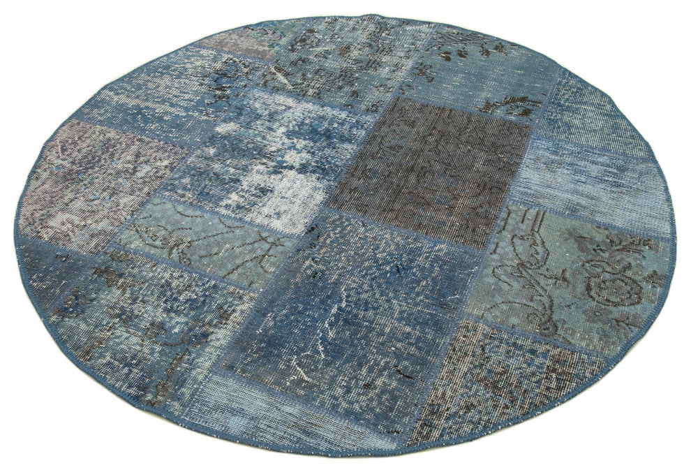 Rug N Carpet - Handmade Turkish 5' 1" x 5' 1" Small Round Patchwork Rug