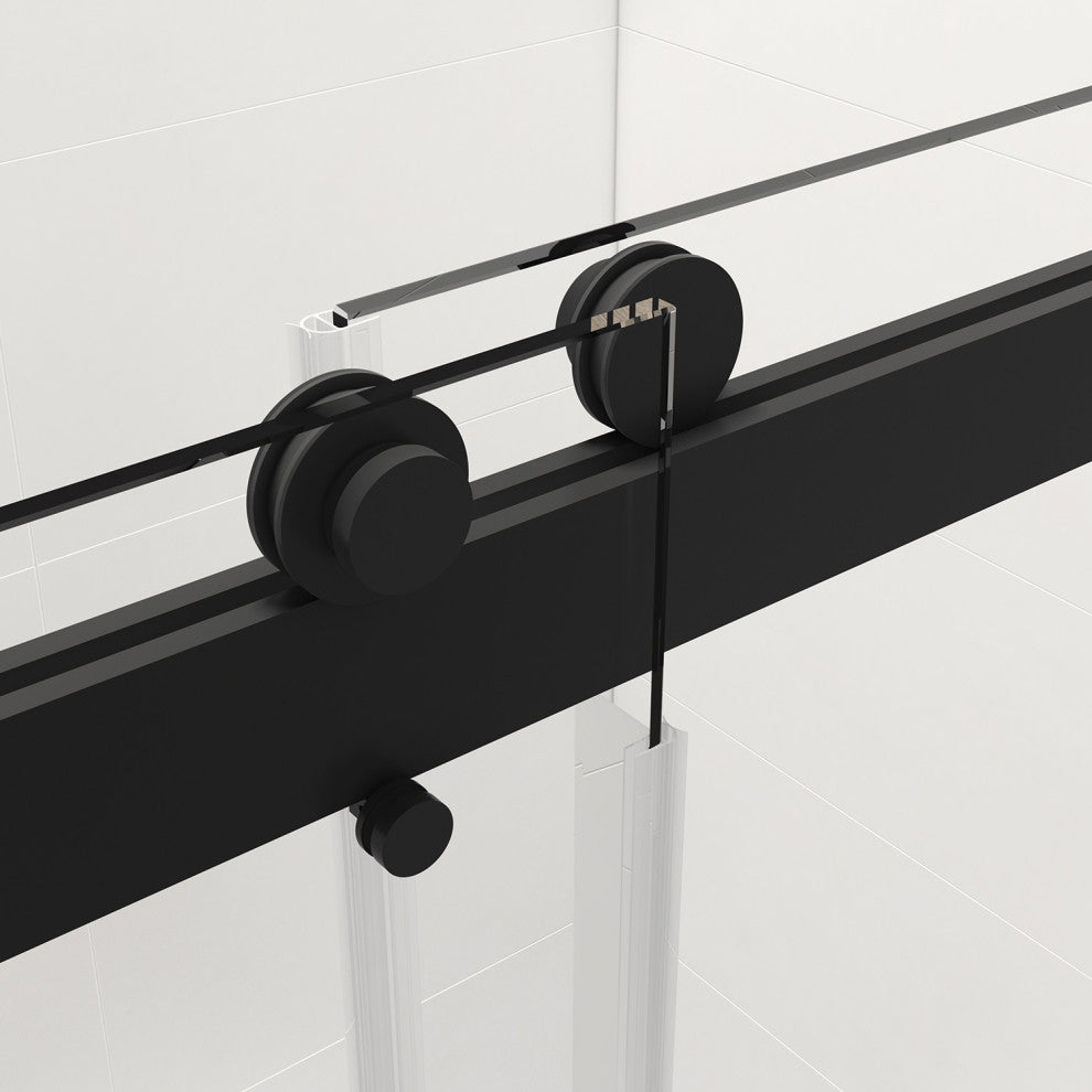 72*76" Double Sliding Frameless Shower Door, Matte Black