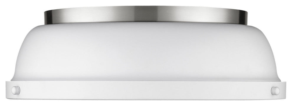 Duncan Flush Mount, Pewter With Matte White Shade