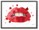 Red Lips Watercolor Splash Oversized Framed Giclee Texturized Art, 16"x20"