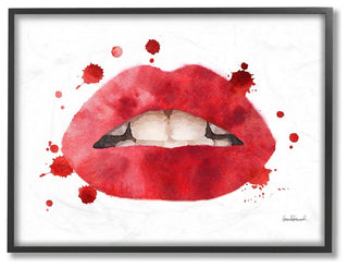 Red Lips Watercolor Splash Oversized Framed Giclee Texturized Art, 16"x20"