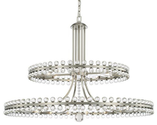 Clover 24 Light Brushed Nickel Two-Tier Chandelier
