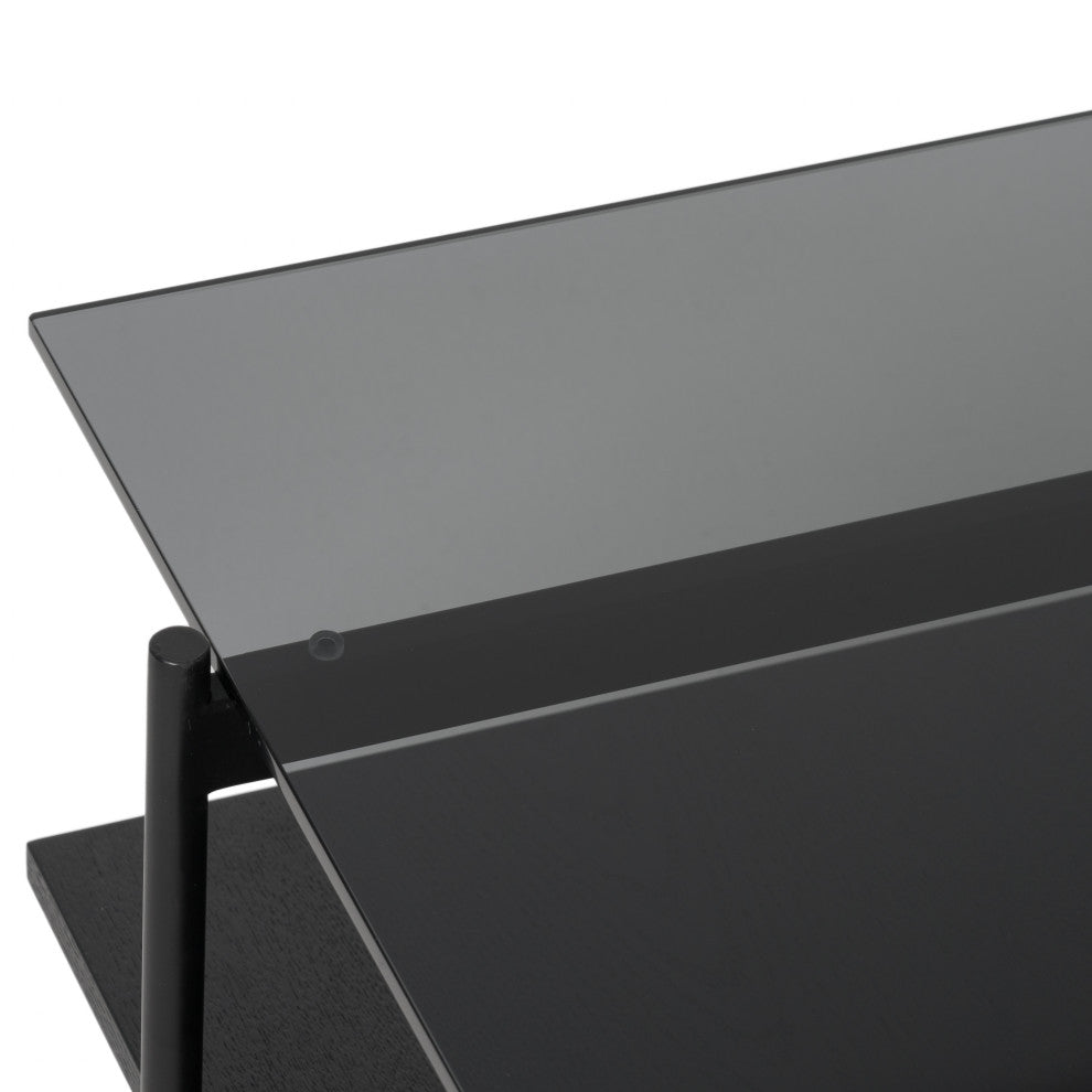 Modrest Conley Mid-Century Grey Glass, Black Ash Coffee Table
