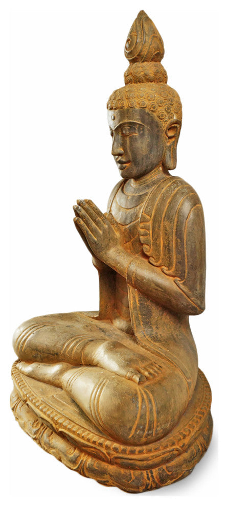 Rust Stone Sitting Garden Buddha