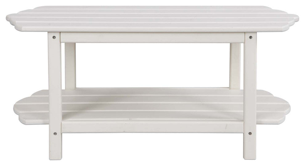 2 Tier Patio Table, Adirondack Outdoor Coffee Table for Backyard Pool, White