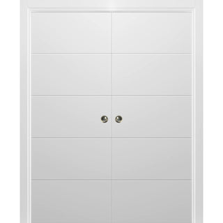 Sliding Pocket Doors 64 x 80, Planum 0770 Painted White, Rail