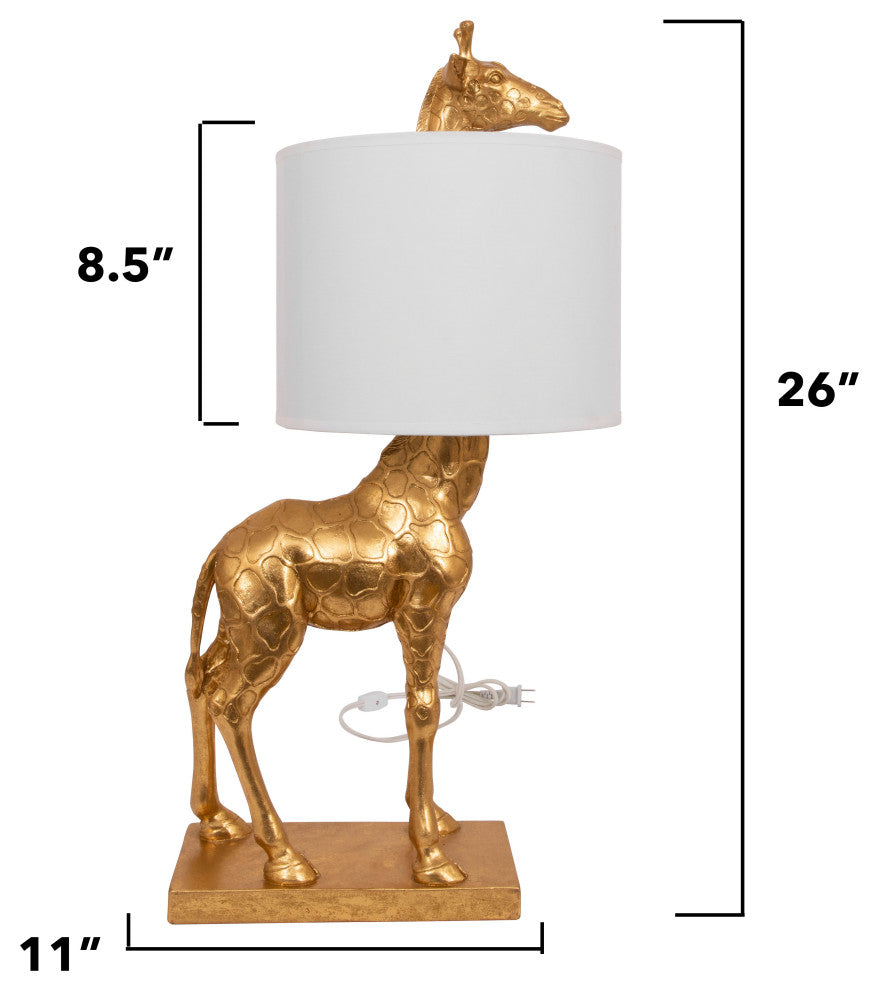 Giraffe Lamp With Linen Shade, Gold
