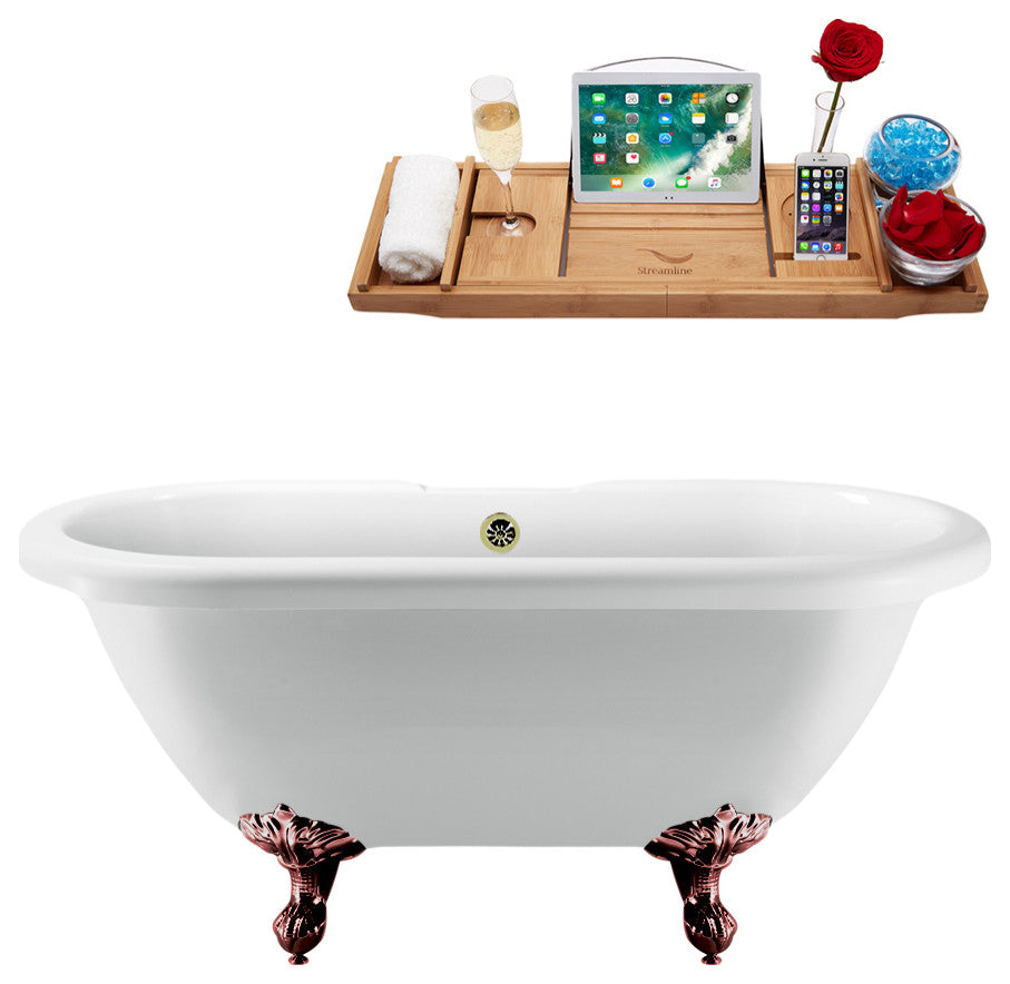 67" Streamline N1121ORB-BNK Clawfoot Tub and Tray With External Drain