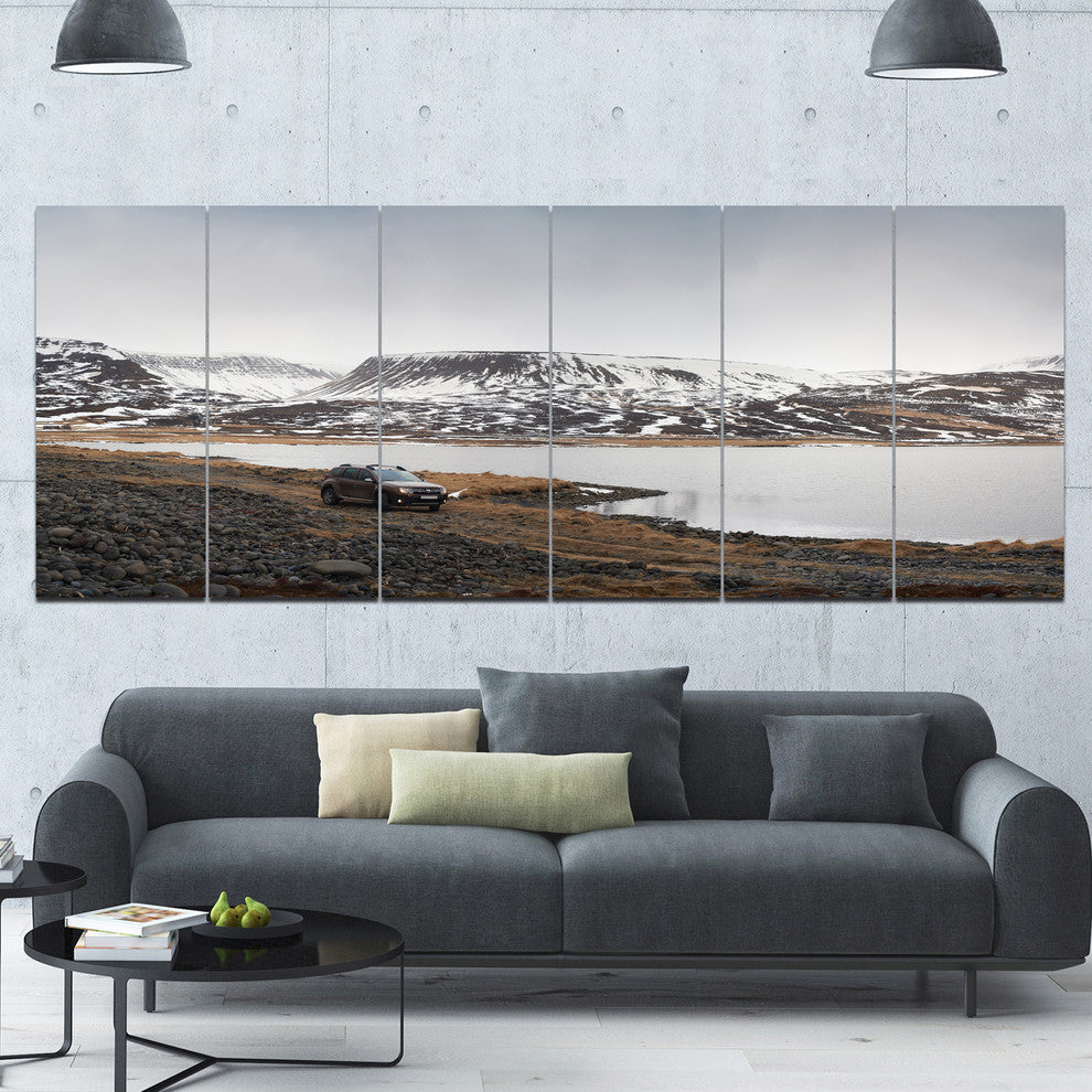 SUV Road Trip Adventure, Landscape Canvas Art Print, 70"x28", 6 Panels