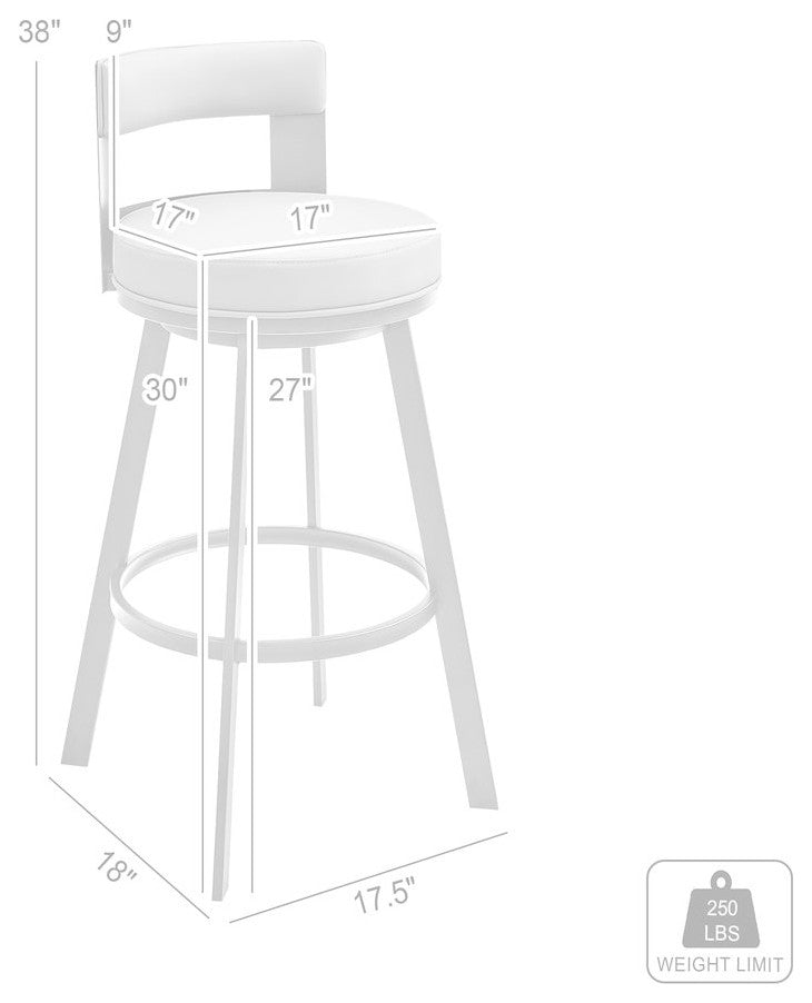 Flynn Swivel Counter or Bar Stool in Faux Leather and Metal