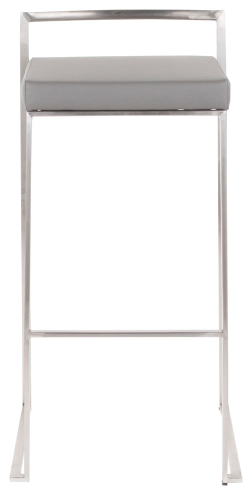 LumiSource Fuji Barstool, Stainless Steel Set of 2, Grey