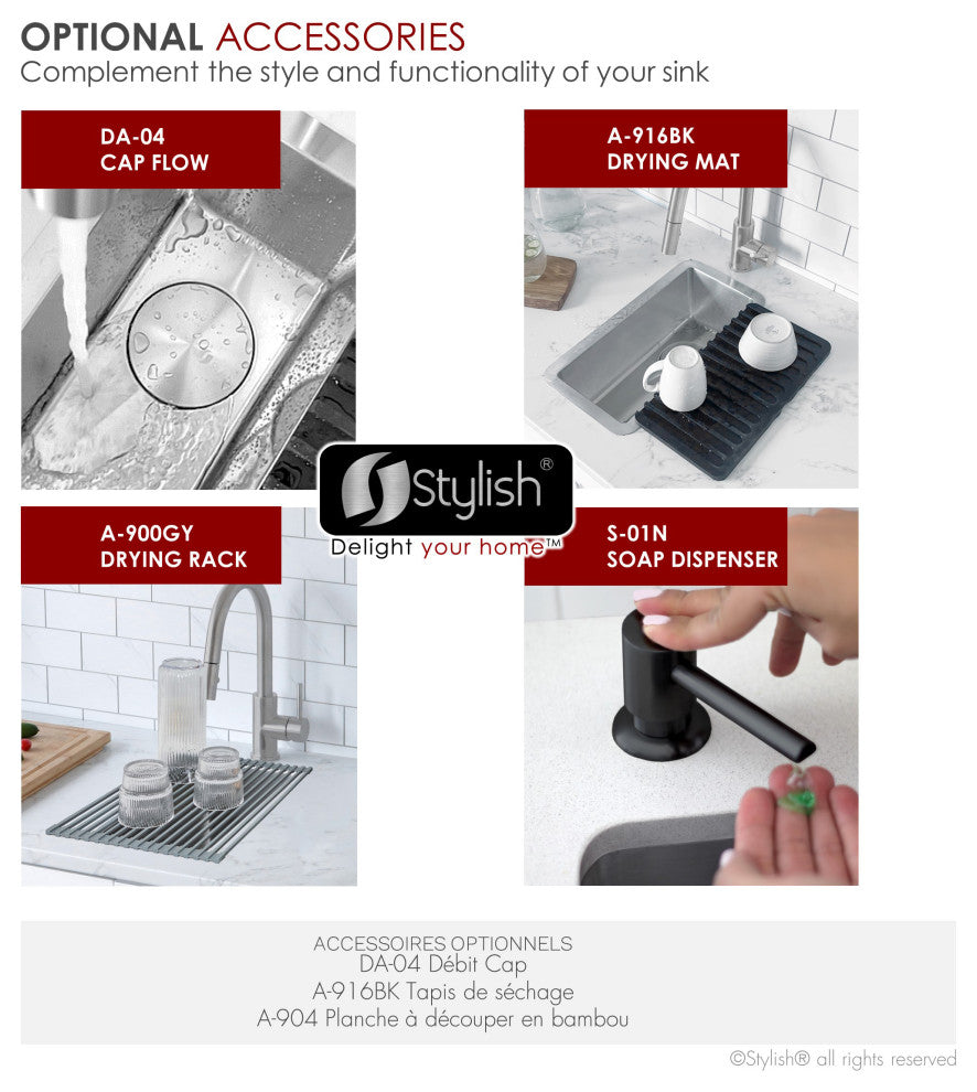 STYLISH Soria Dual Mount 9" Stainless Steel Single-Bowl Kitchen Sink