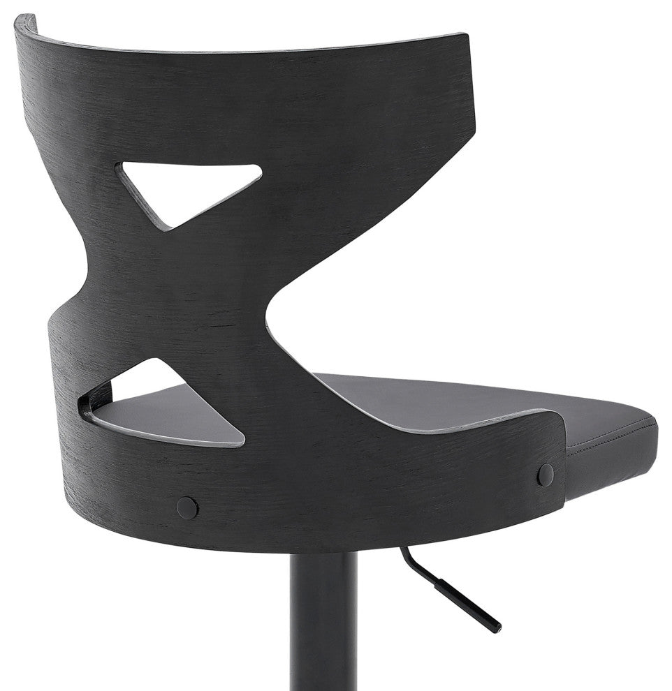 Gray Faux Leather Stylish Curved Back Bar Stool