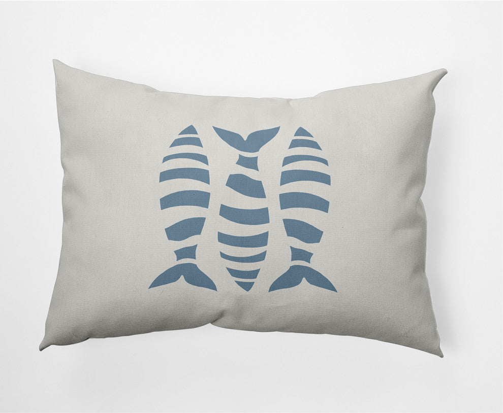 14x20" Puzzle Fish Nautical Decorative Indoor Pillow, Dusty Smoke