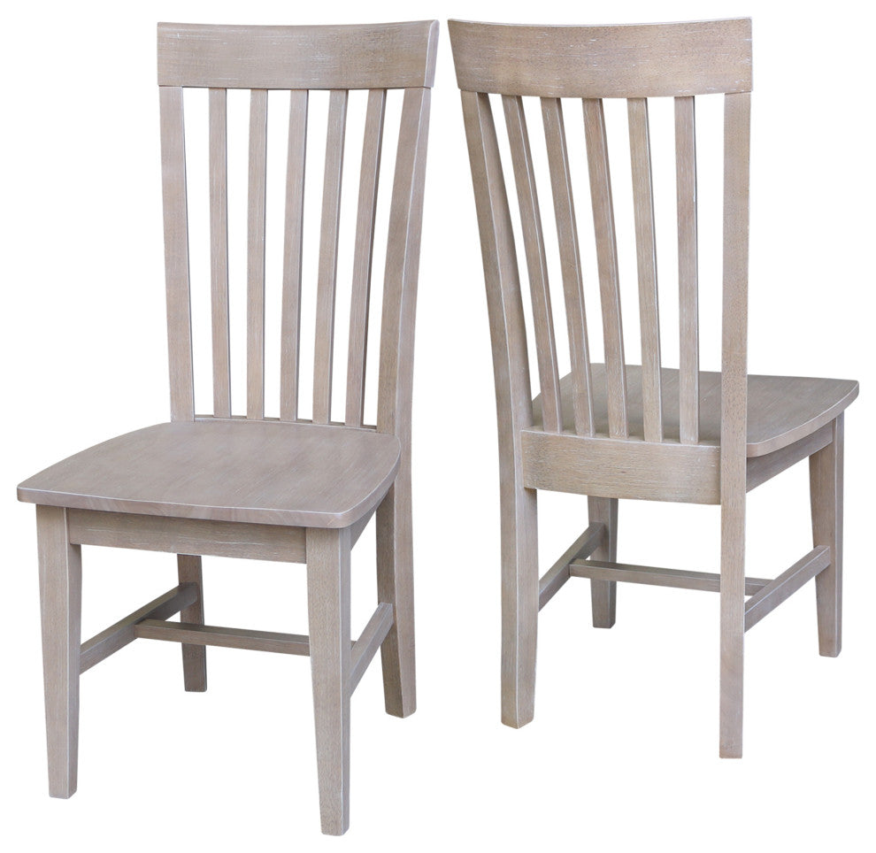 Set of Two Tall Mission Chairs, Washed Gray Taupe
