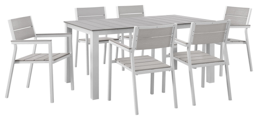 White Light Gray Maine 7-Piece Outdoor Patio Dining Set