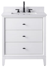Vanity Art Bathroom Vanity with Engineered Marble Top and Sink, White, 30", Matte Black