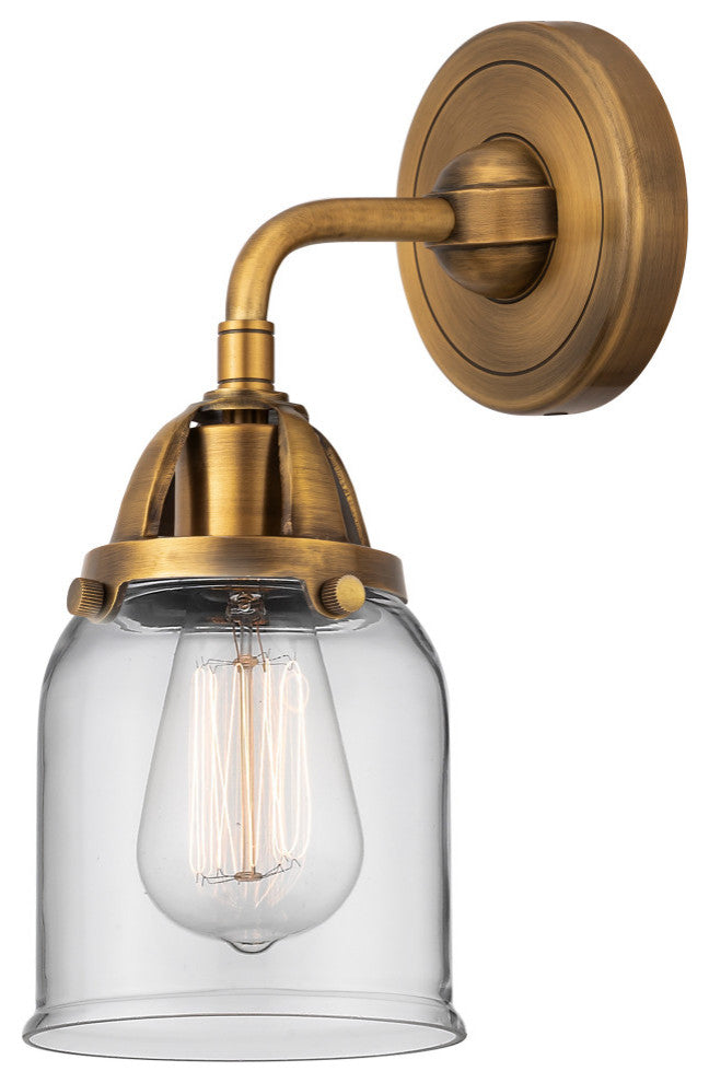 Small Bell Sconce, Brushed Brass, Clear, Clear