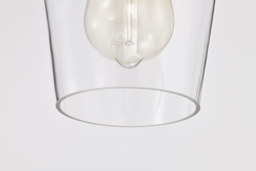 1-Light Black and Antique Brass Modern Mini Pendant With Clear Glass Shade