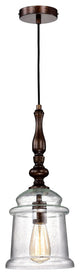 1-Light Oil Rubbed Bronze Pendant With Glass Bell Jar Shade
