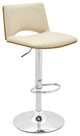 Benzara BM246078 Swivel Cream Faux Leather With Walnut Back and Chrome Bar Stool