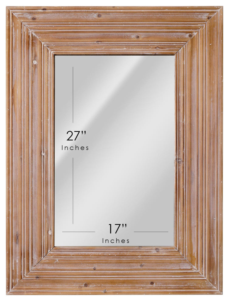 Head West Natural Whitewash Wood Farmhouse Wall Accent Mirror - 30" x 40"