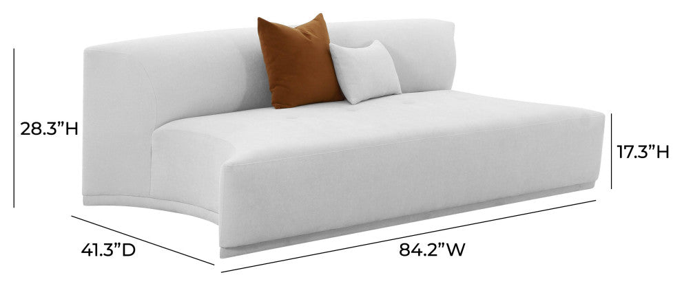 Fickle Grey Velvet Modular Armless Loveseat - Grey