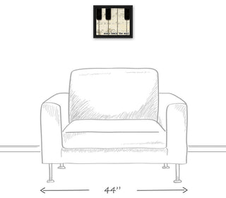 Piano Keys And Music Canvas Wall Art, 10"x8", Framed
