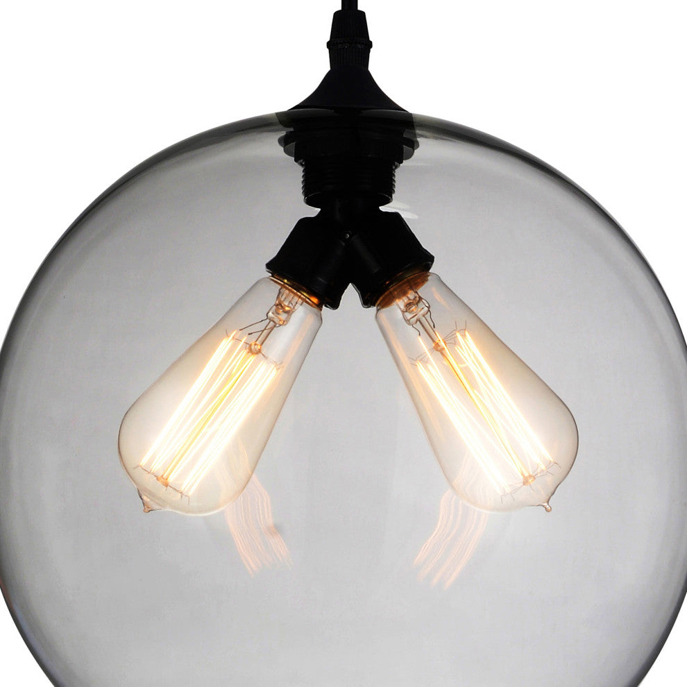 Glass 2 Light Down Mini Pendant, Smoke
