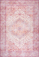 Alacati Ogee Medallion Machine Washable Indoor Area Rug, Red/Orange/Cream, 5 X 8