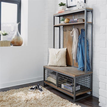 Homestyles Barnside Wood Hall Tree in Gray