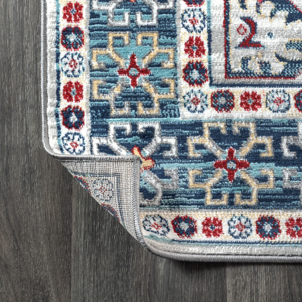Modern Persian Vintage Moroccan Light Grey/Blue 2' x 8' Runner Rug