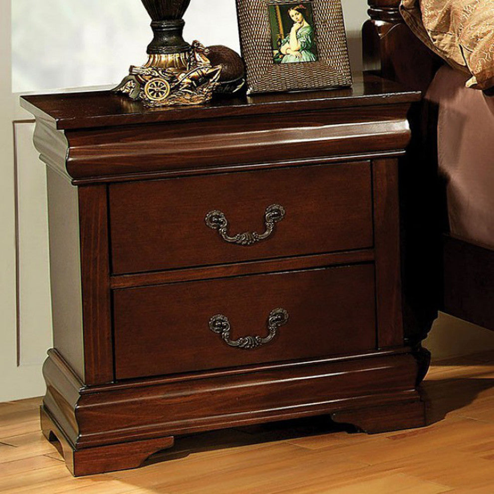 Velda II Traditional Style Nightstand, Cherry Finish