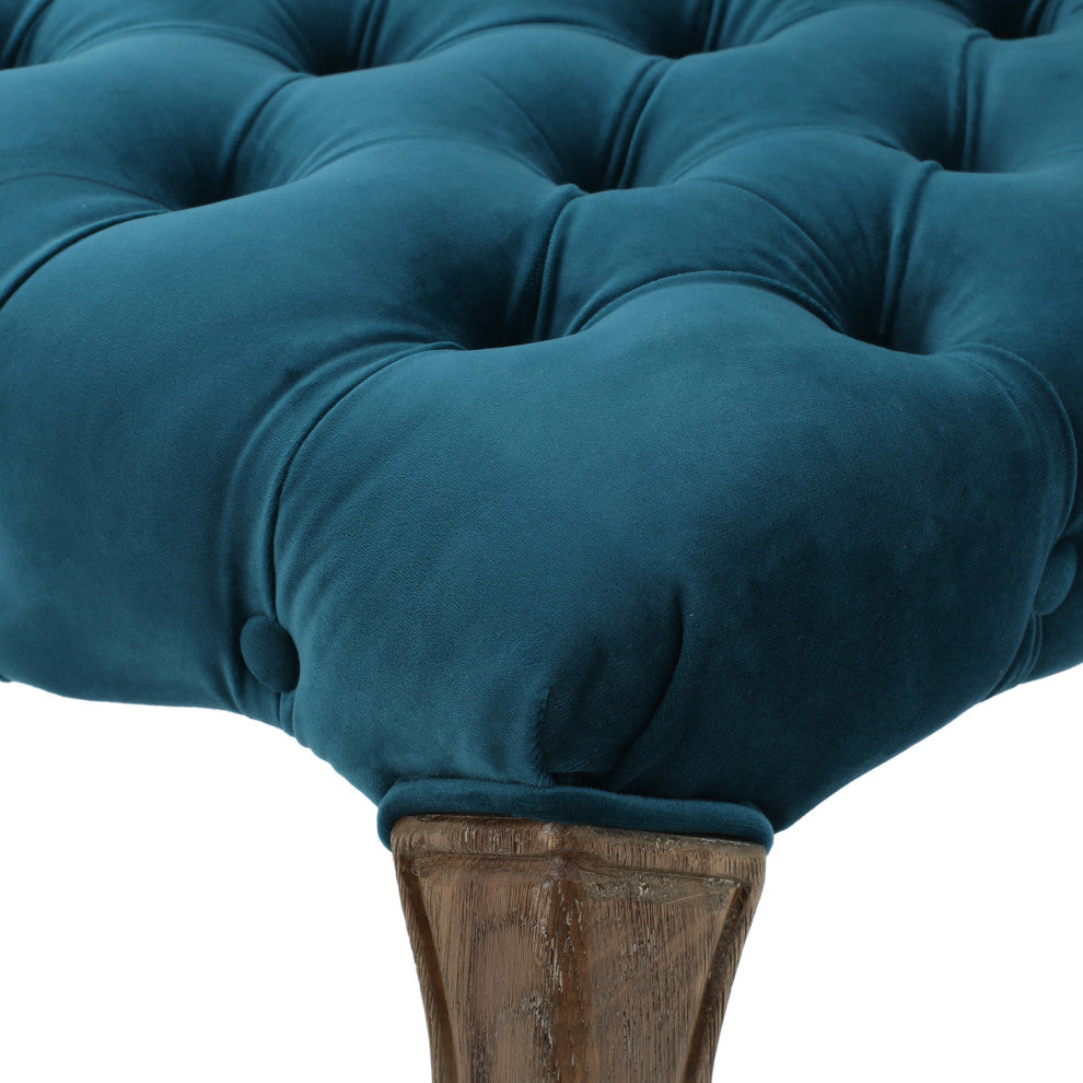 GDF Studio Elizabeth Tufted New Velvet Fabric Dining Chairs, Set of 2, Dark Teal