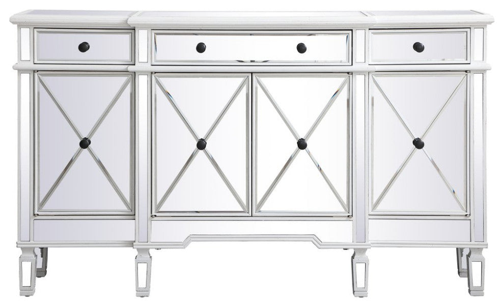 Calum 60" Mirrored Credenza, Antique White