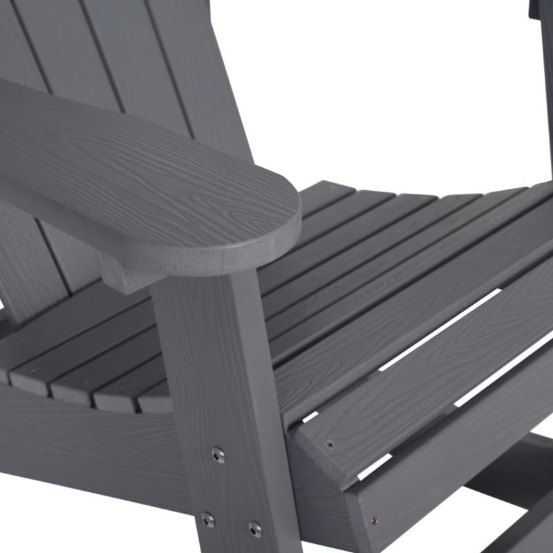 Savannah All-Weather Poly Resin Wood Adirondack Rocking Chair, Light Gray