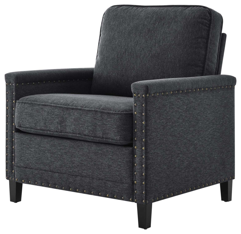 Armchair Accent Chair, Fabric, Dark Gray, Modern, Living Lounge Hospitality